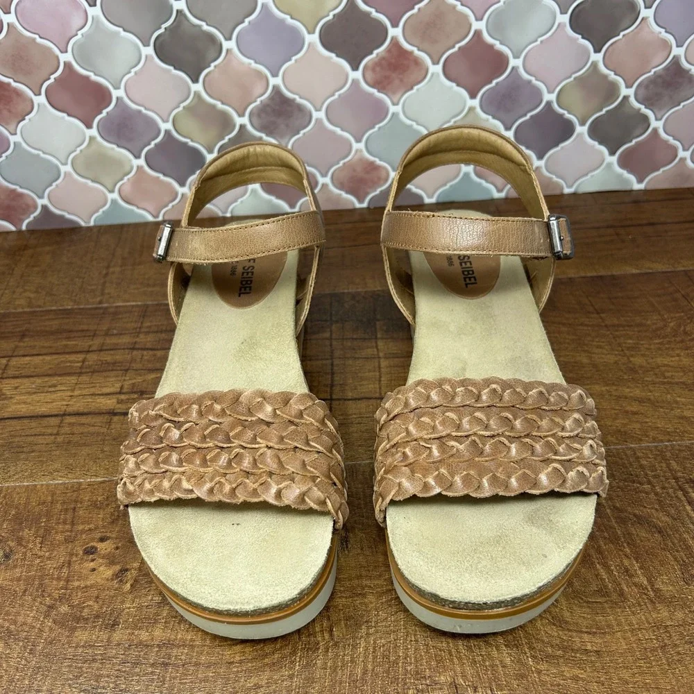 Womens Josef Seibel Clea 16 Camel Woven Platform Sandal size EU40